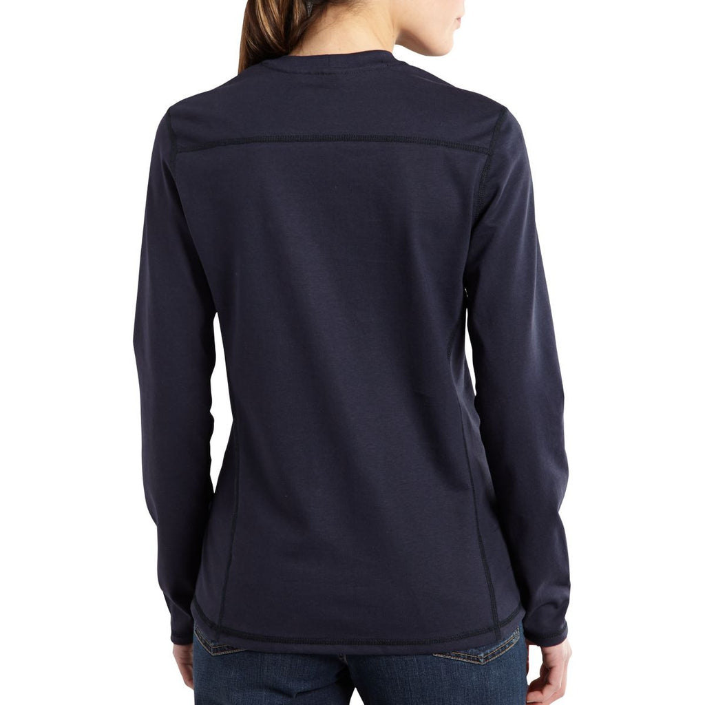 Carhartt Women's Dark Navy Flame-Resistant Force Cotton Long Sleeve T Shirt