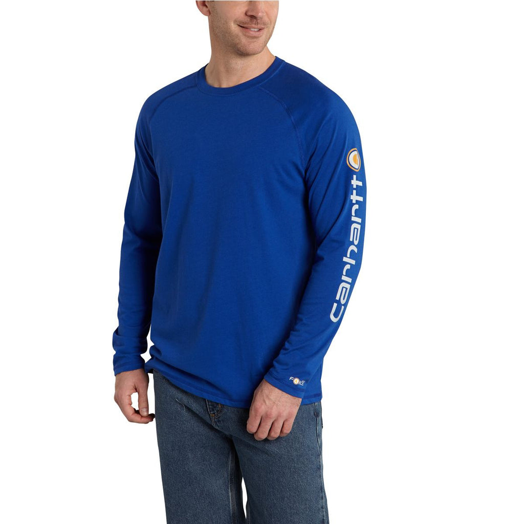 Carhartt Men's Nautical Blue Force Cotton Delmont Sleeve Graphic T-Shirt