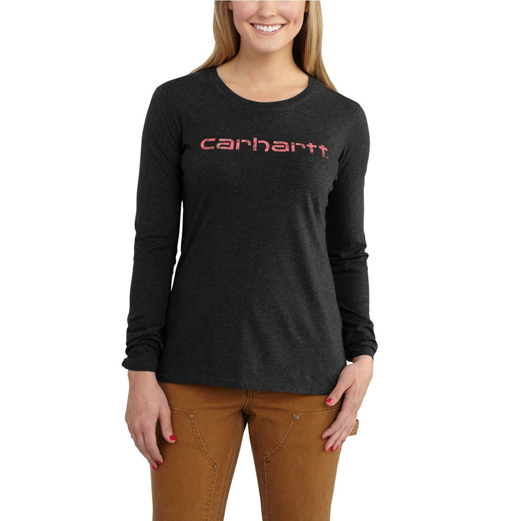 Carhartt Women's Black Heather Long Sleeve Signature T-Shirt