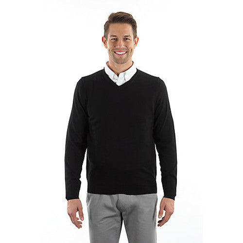 Van Heusen Men's Black Long Sleeve V-Neck Sweater