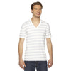 American Apparel Unisex Ash White Stripe Fine Jersey Short-Sleeve V-Neck