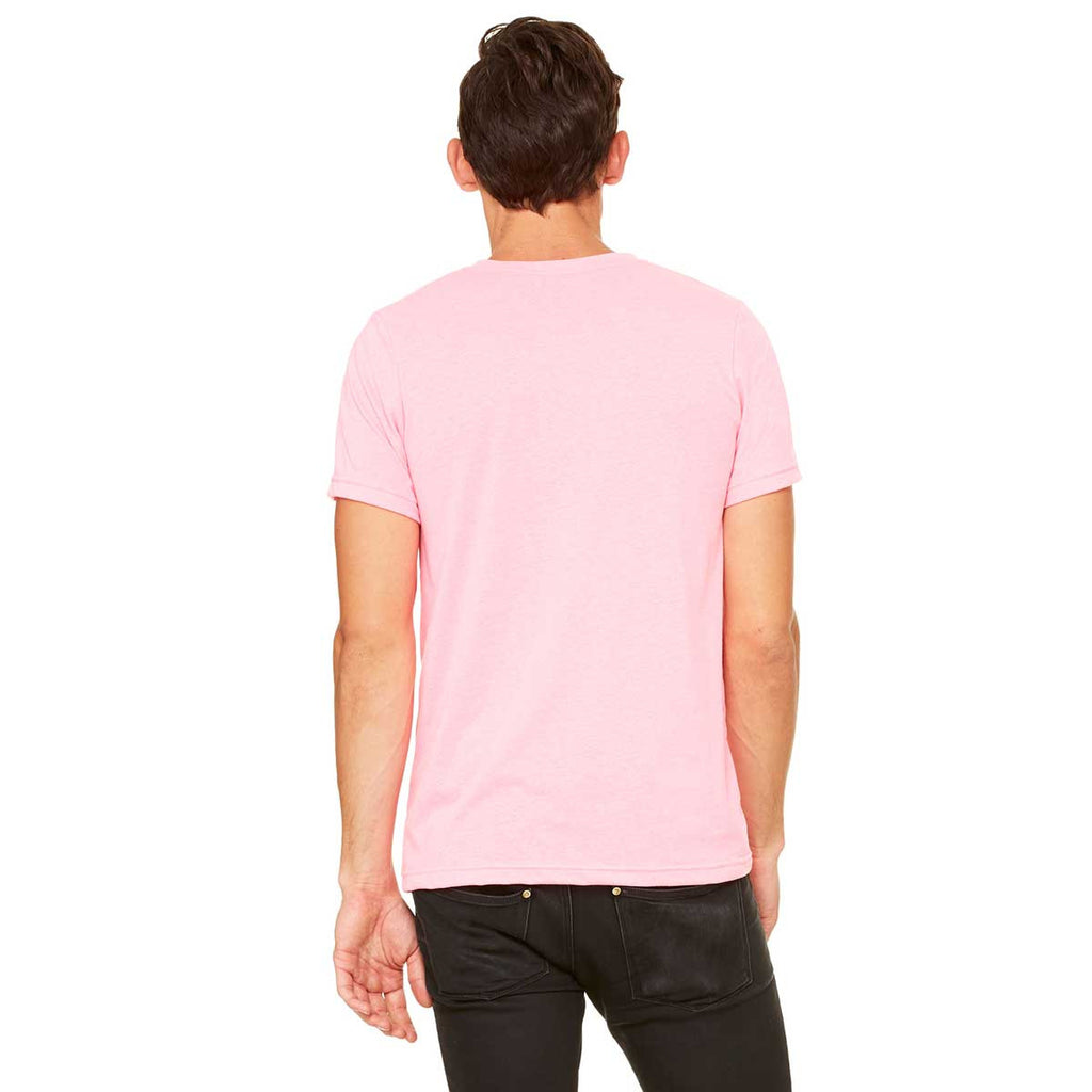 Bella + Canvas Unisex Neon Pink Jersey Short-Sleeve V-Neck T-Shirt