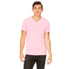 Bella + Canvas Unisex Neon Pink Jersey Short-Sleeve V-Neck T-Shirt