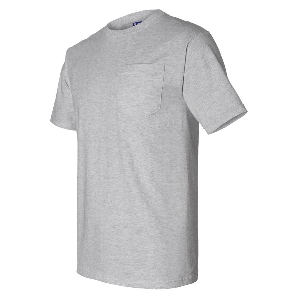 Bayside Men's Dark Ash Union-Made Short Sleeve T-Shirt with Pocket
