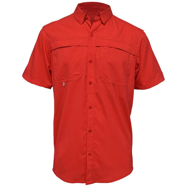 Red Plaid Short Sleeve Fishing Shirt