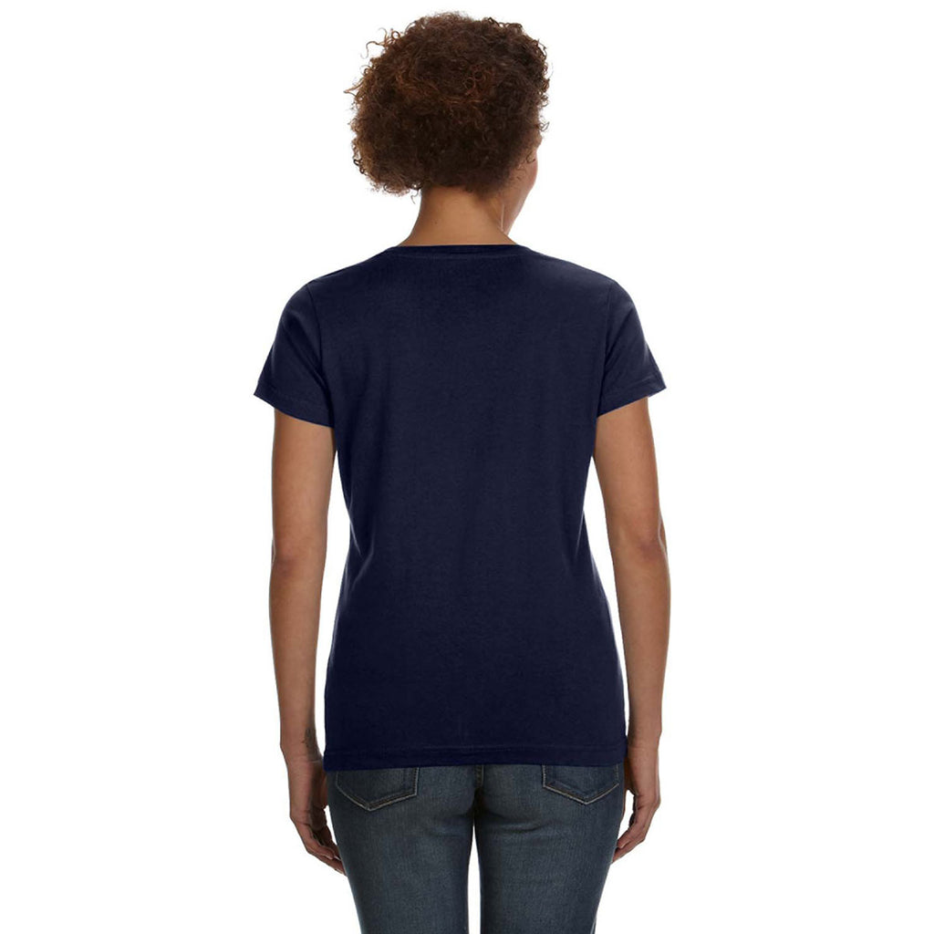 LAT Women's Navy V-Neck Fine Jersey T-Shirt