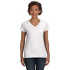 LAT Women's White V-Neck Fine Jersey T-Shirt
