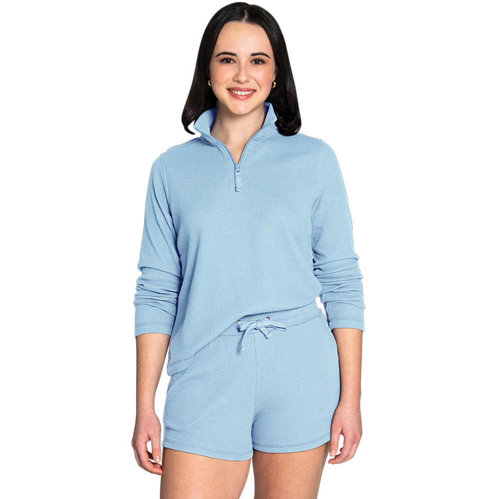 Charles River Women's NeoHtrBlue Waffle Quarter Zip Pullover