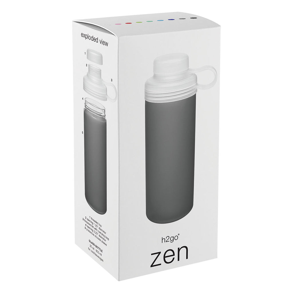 H2Go White Zen Glass Bottle 20oz