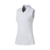 Puma Golf Women's Bright White Pounce Sleeveless Golf Polo Cresting
