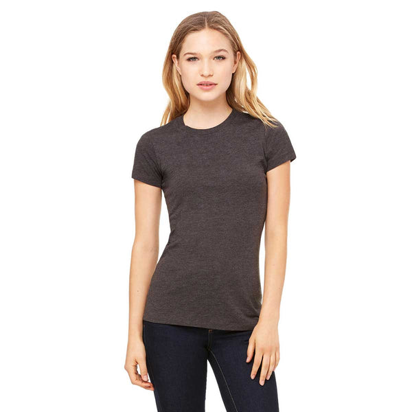 Grey Bella + T-Shirt Short-Sleeve Jersey Women\'s Canvas Heather Dark