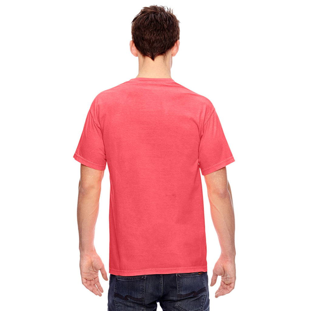 Comfort Colors Men's Neon Red Orange 6.1 oz. Pocket T-Shirt