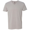 Next Level Men's Light Grey Premium Fitted Sueded V-Neck Tee