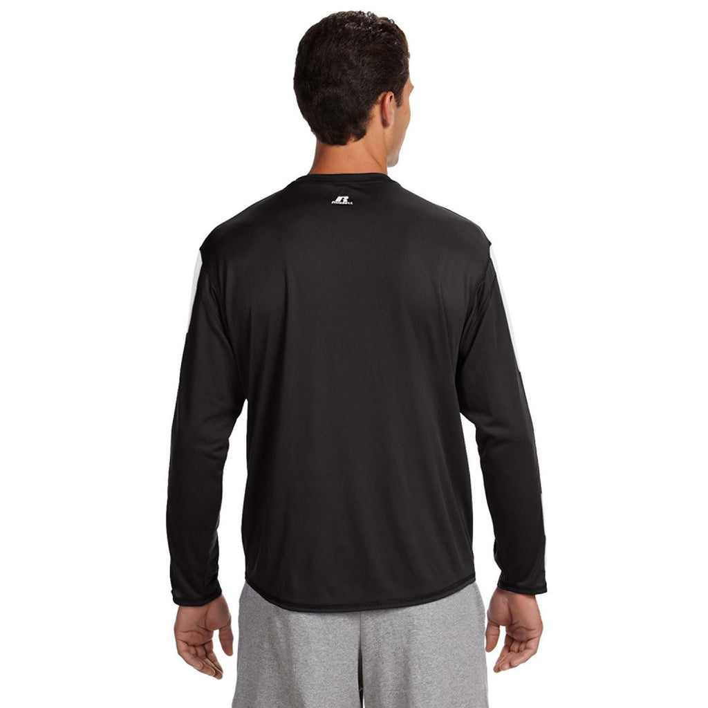 Russell Athletic Men's Black/White Long-Sleeve Performance T-Shirt