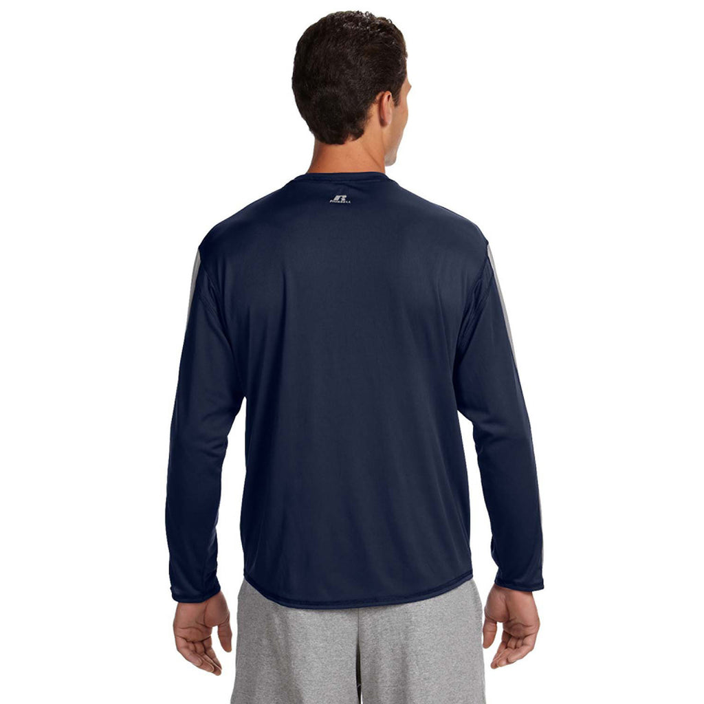 Russell Athletic Men's Navy/Steel Long-Sleeve Performance T-Shirt