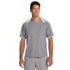 Russell Athletic Men's Steel/White Dri-Power T-Shirt with Colorblock Inserts