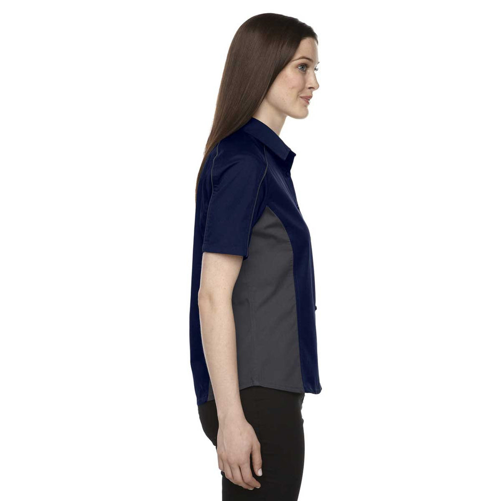 North End Women's Classic Navy Fuse Colorblock Twill Shirt