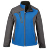 North End Women's Nautical Blue Terrain Colorblock Soft Shell with Embossed Print