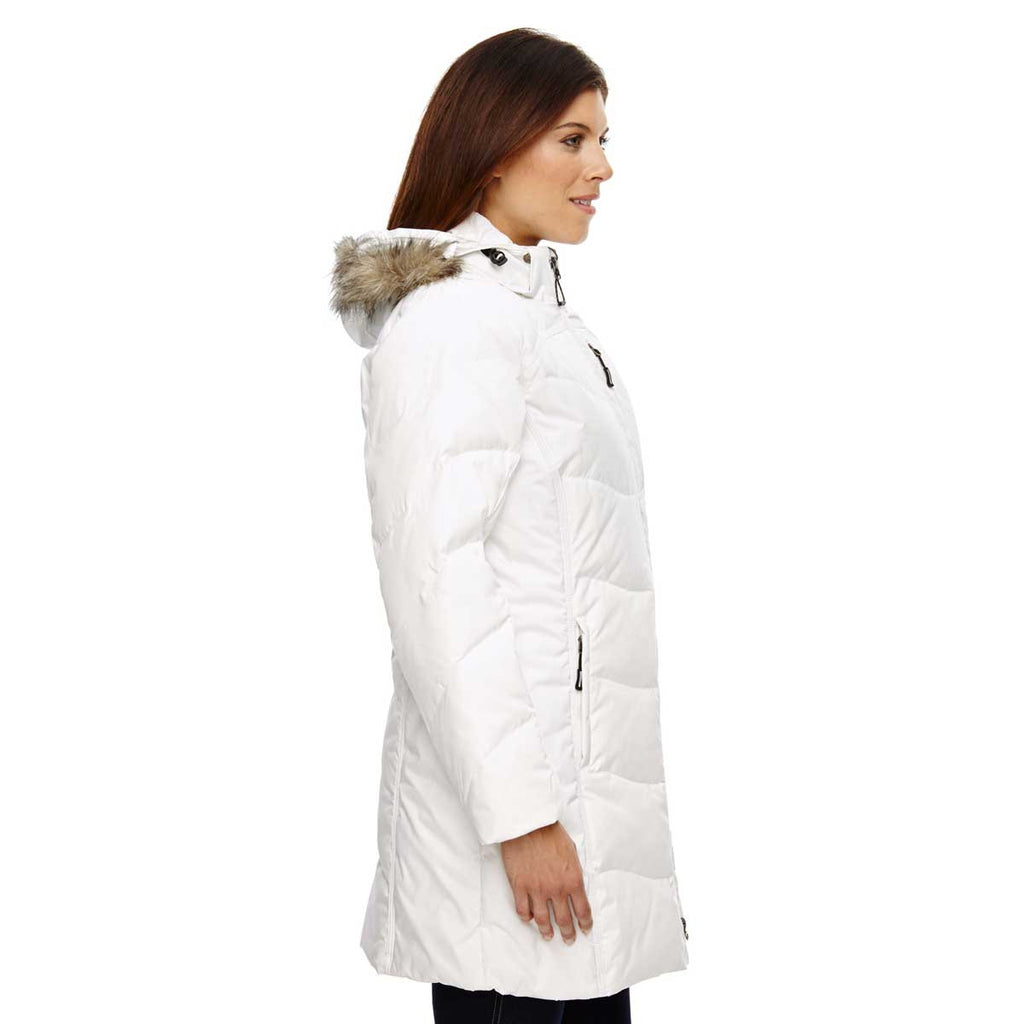 North End Women's Winter White Boreal Down Jacket with Faux Fur Trim