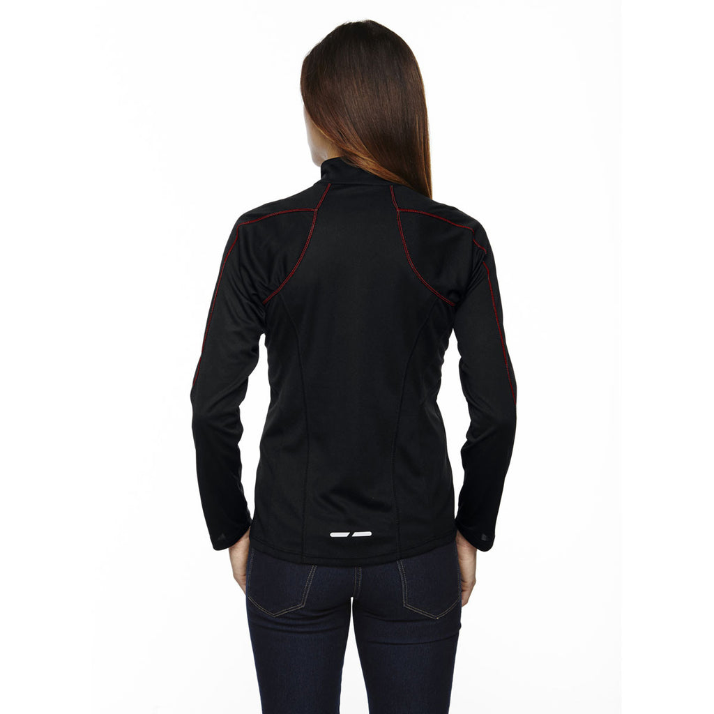 North End Women's Black/Classic Red Radar Half-Zip Performance Long-Sleeve Top