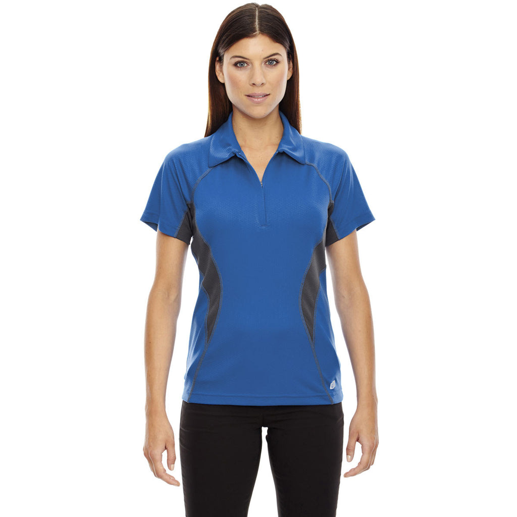North End Women's Olympic Blue Serac Performance Zippered Polo