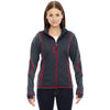 North End Women's Carbon/Olympic Red Pulse Fleece Jacket with Print