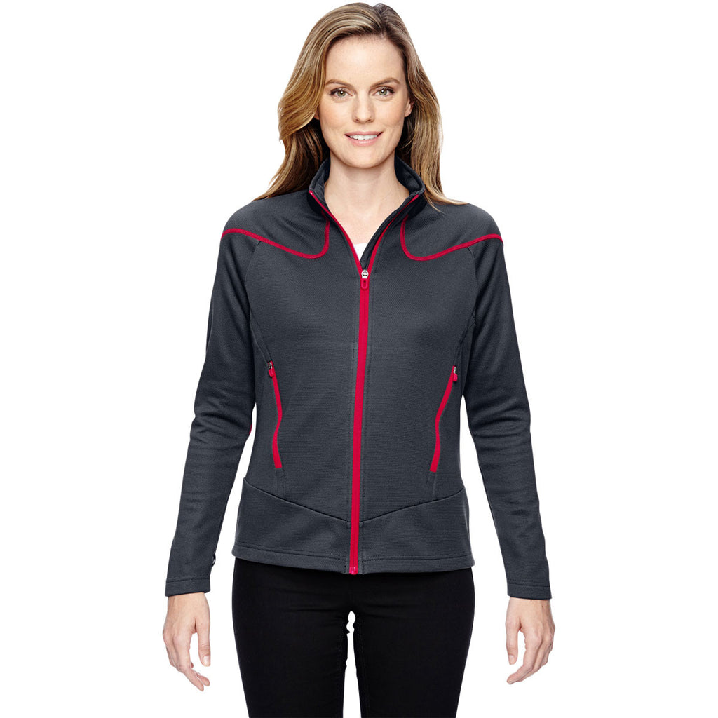 North End Women's Carbon/Olympic Red Two-Tone Brush Back Jacket