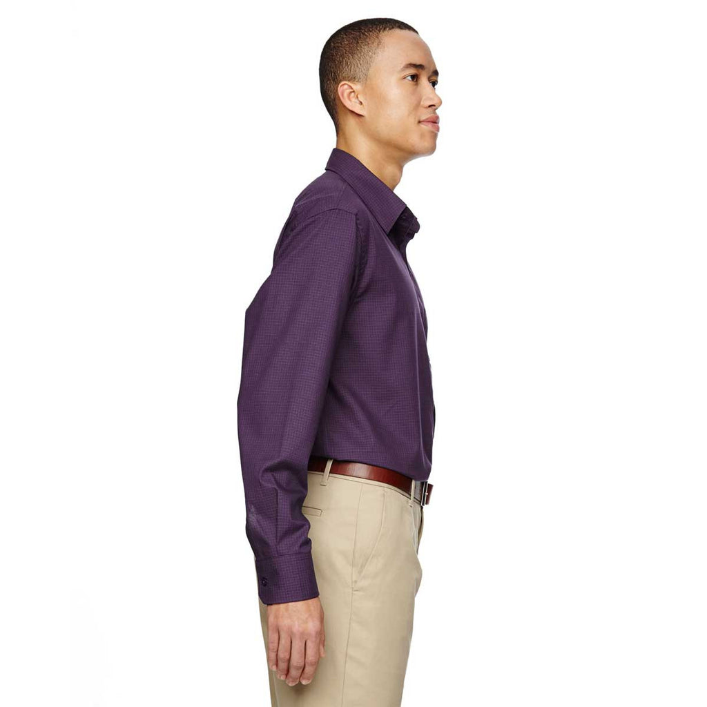 North End Men's Mulberry-Purple Paramount Twill Checkered Shirt