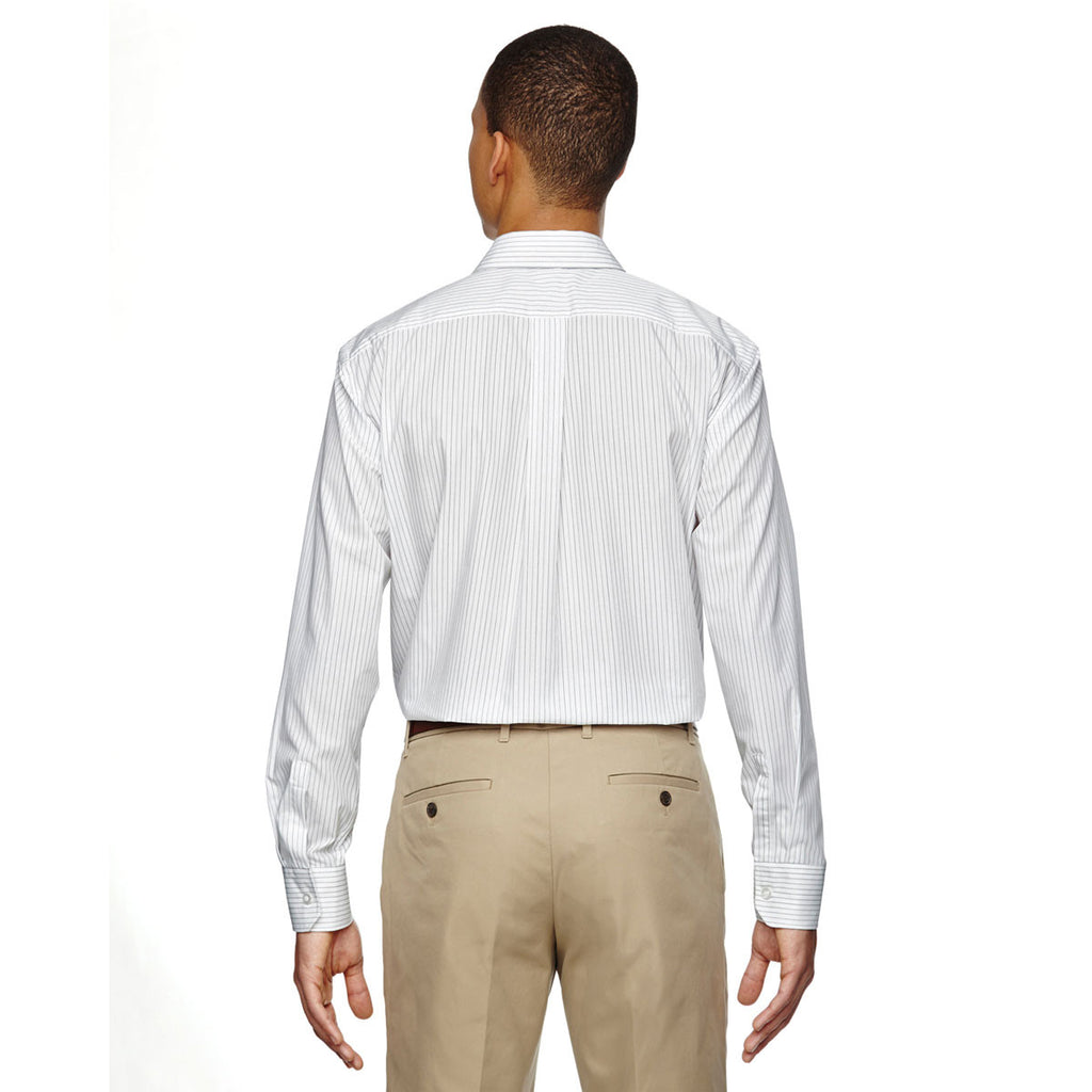 North End Men's White Align Dobby Vertical Striped Shirt