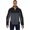 North End Men's Fossil Grey Compass Colorblock Three-Layer Fleece Bonded Jacket