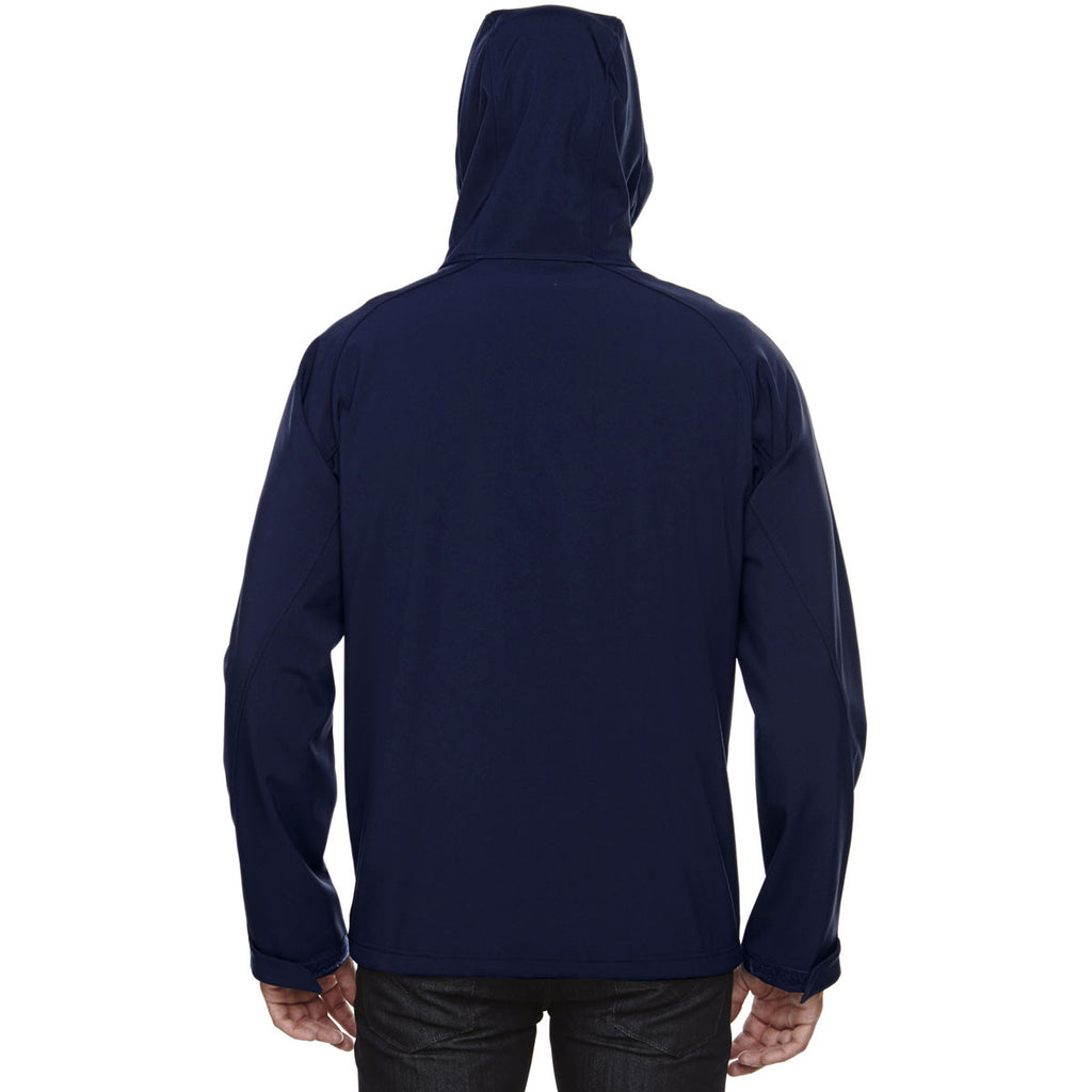 North End Men's Classic Navy Prospect Two-Layer Fleece Bonded Soft Shell Hooded Jacket