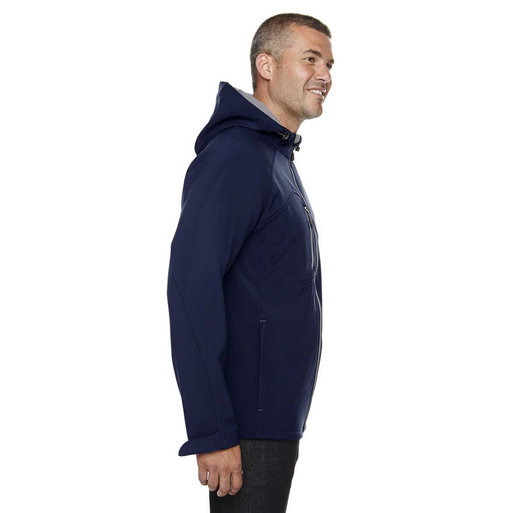 North End Men's Classic Navy Prospect Two-Layer Fleece Bonded Soft Shell Hooded Jacket
