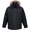 North End Men's Black Boreal Down Jacket with Faux Fur Trim