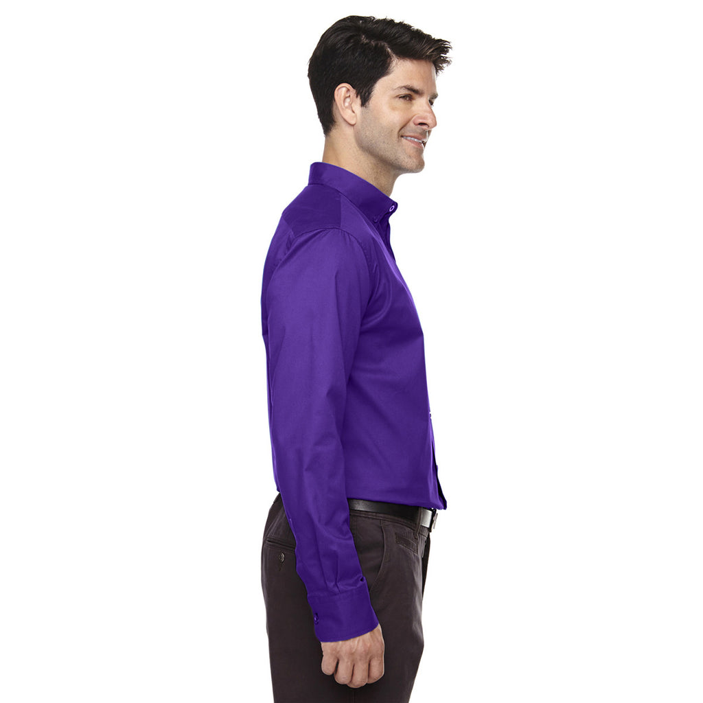 Core 365 Men's Campus Purple Operate Long-Sleeve Twill Shirt
