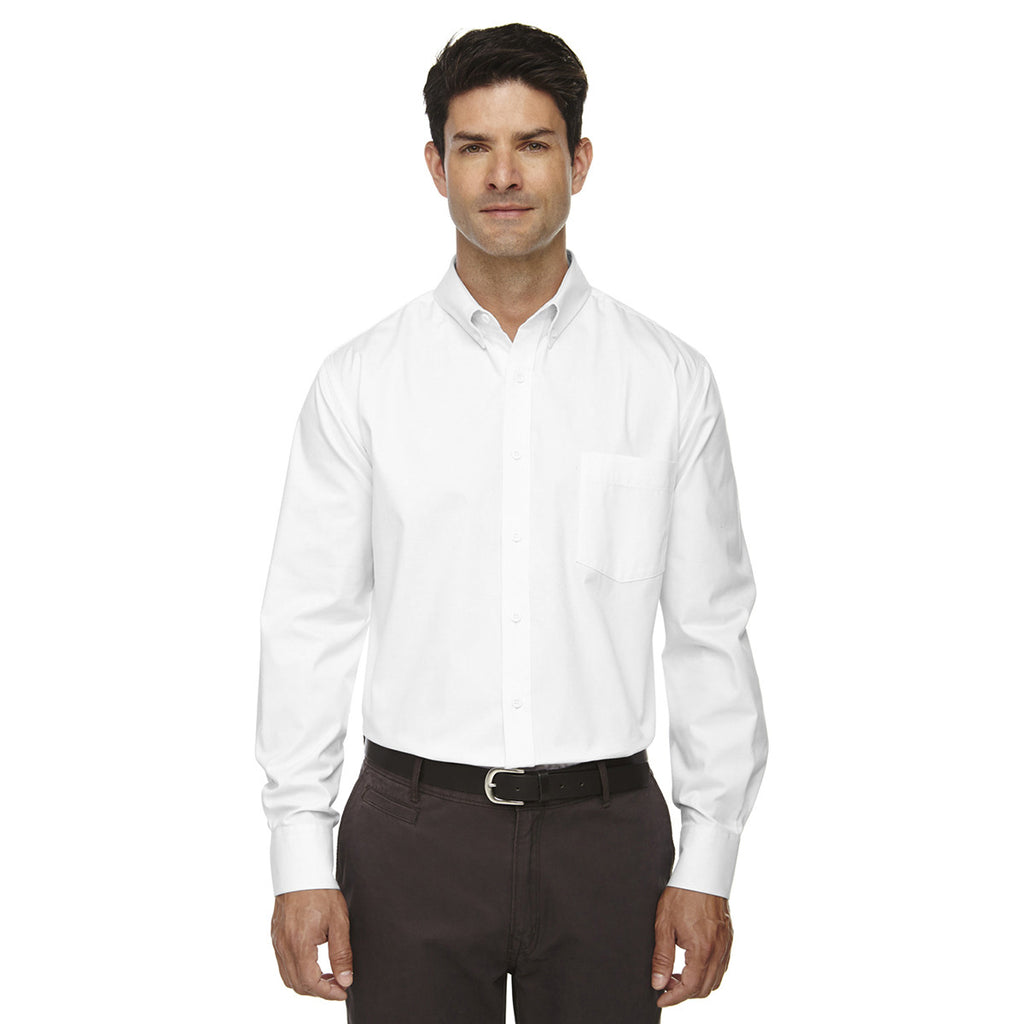 Core 365 Men's White Operate Long-Sleeve Twill Shirt