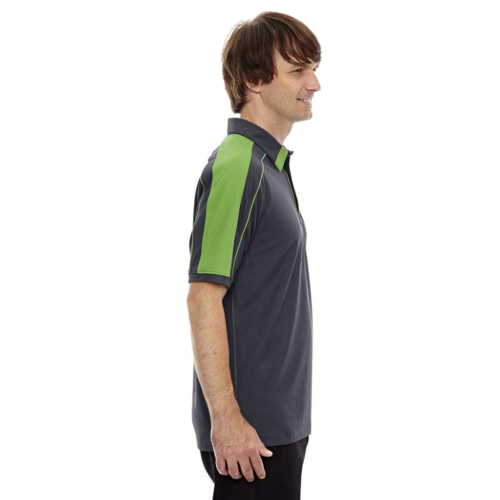 North End Men's Black Silk/Acid Green Sonic Performance Polyester Pique Polo