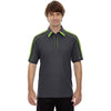 North End Men's Black Silk/Acid Green Sonic Performance Polyester Pique Polo