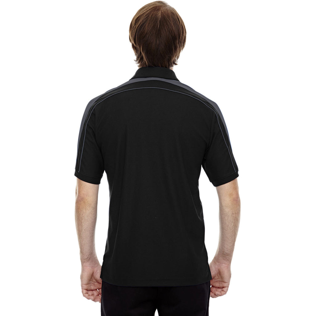 North End Men's Black Sonic Performance Polyester Pique Polo