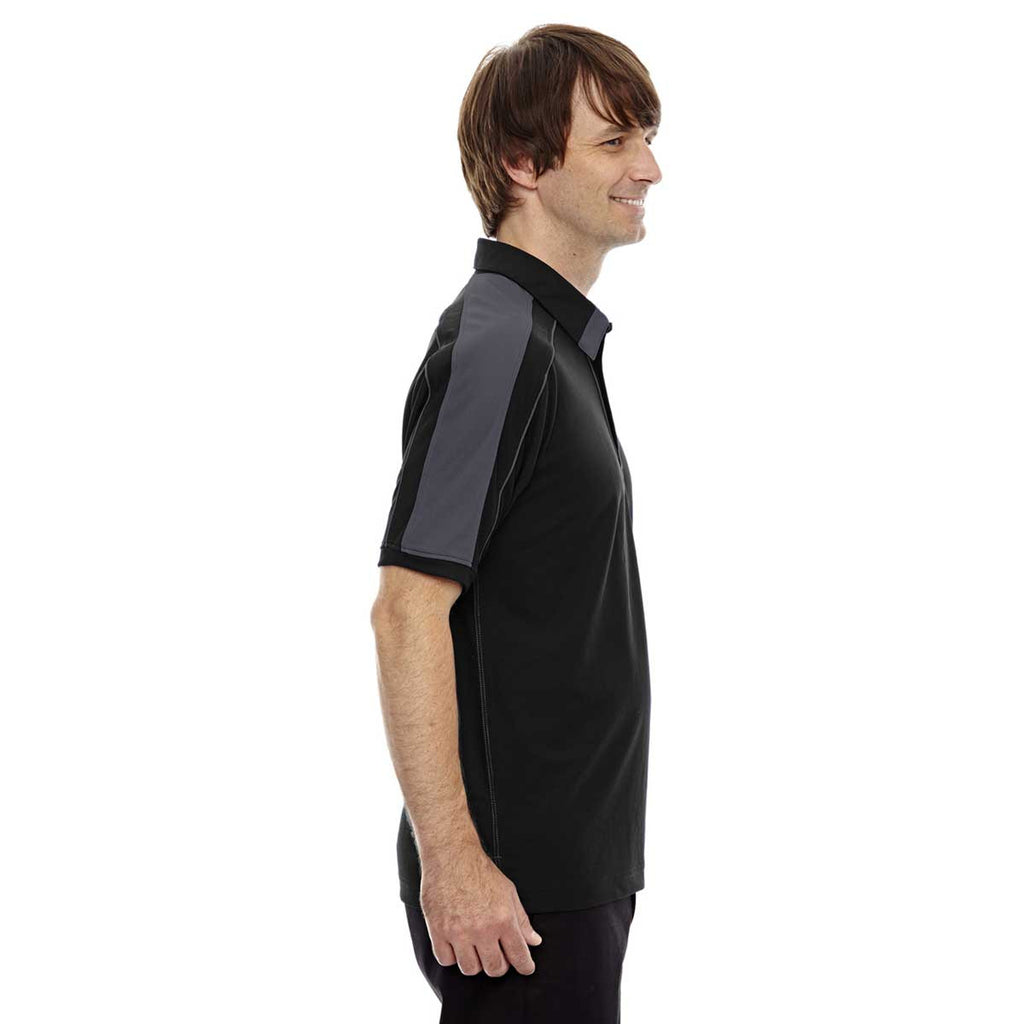 North End Men's Black Sonic Performance Polyester Pique Polo