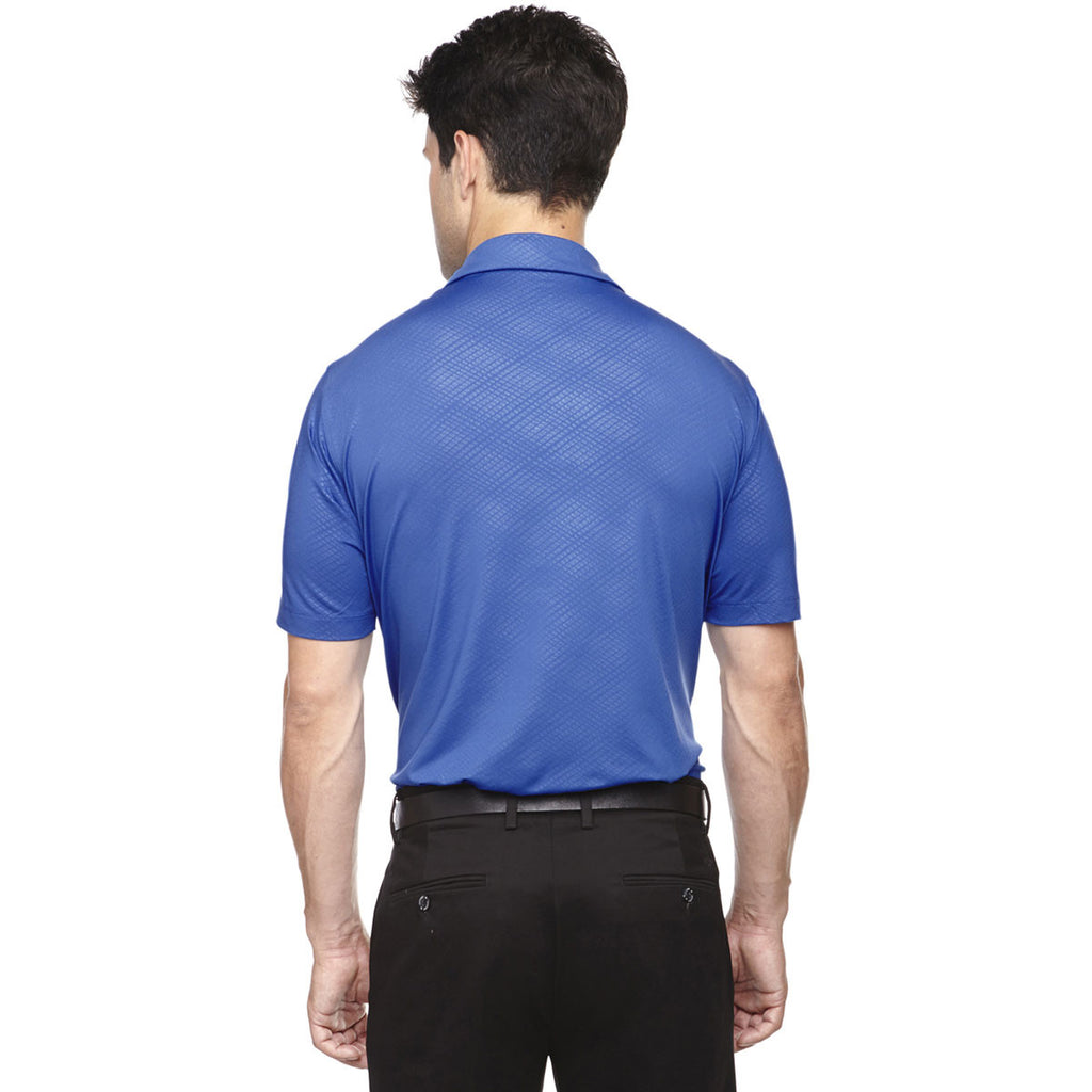 North End Men's Nautical Blue Maze Performance Stretch Embossed Print Polo