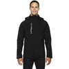 North End Men's Black Axis Soft Shell Jacket with Print Graphic Accents