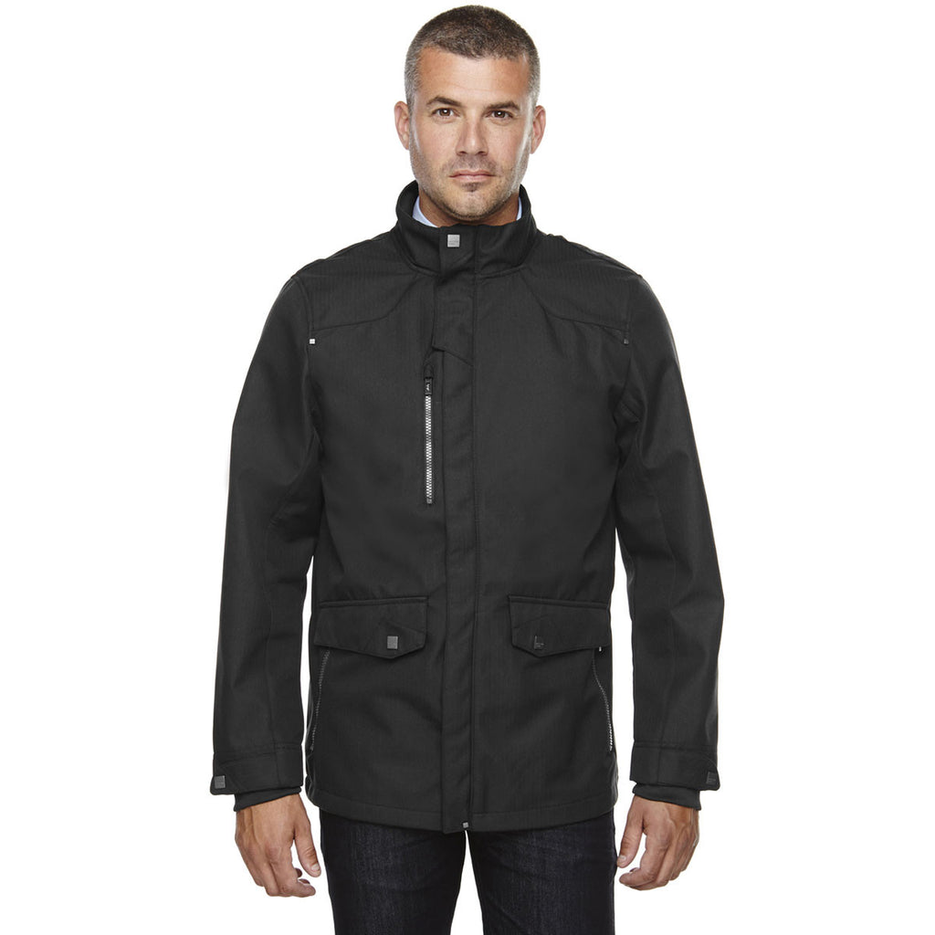 North End Men's Black Three-Layer City Textured Soft Shell Jacket
