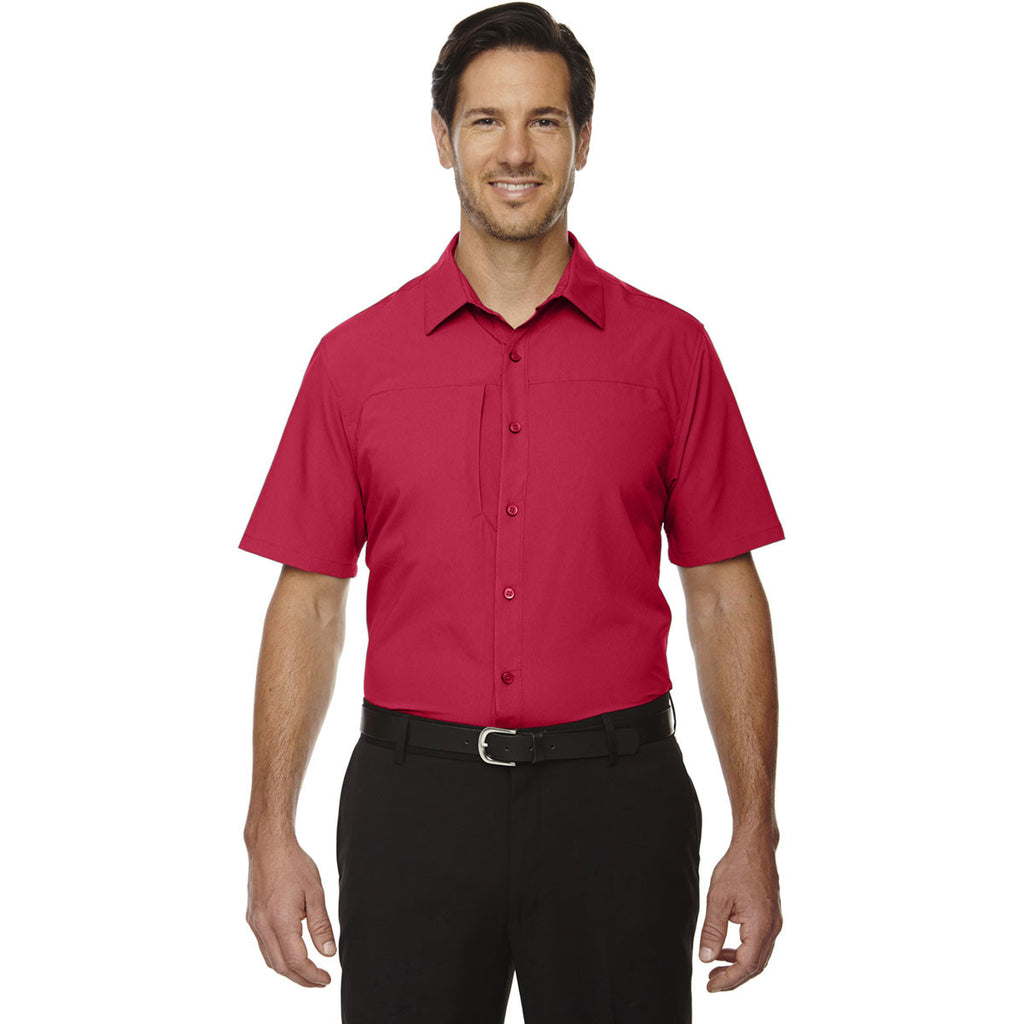 North End Men's Classic Red Polyester Performance Short-Sleeve Shirt