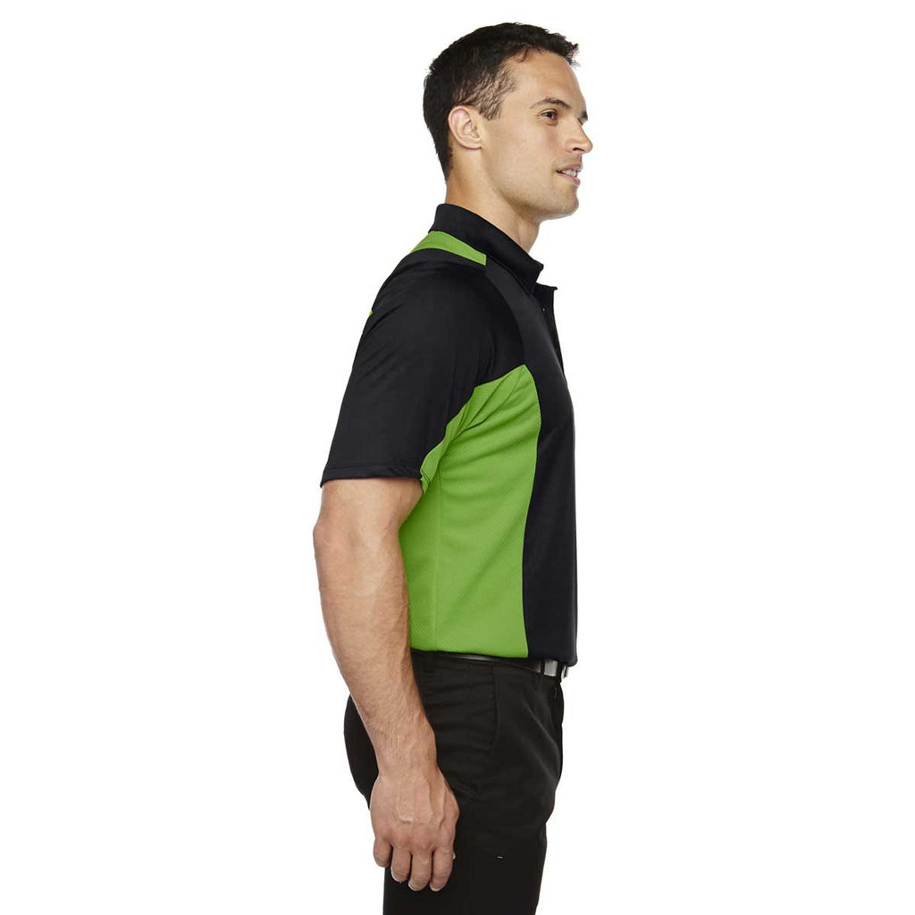 North End Men's Black/Acid Green Rotate Quick Dry Performance Polo
