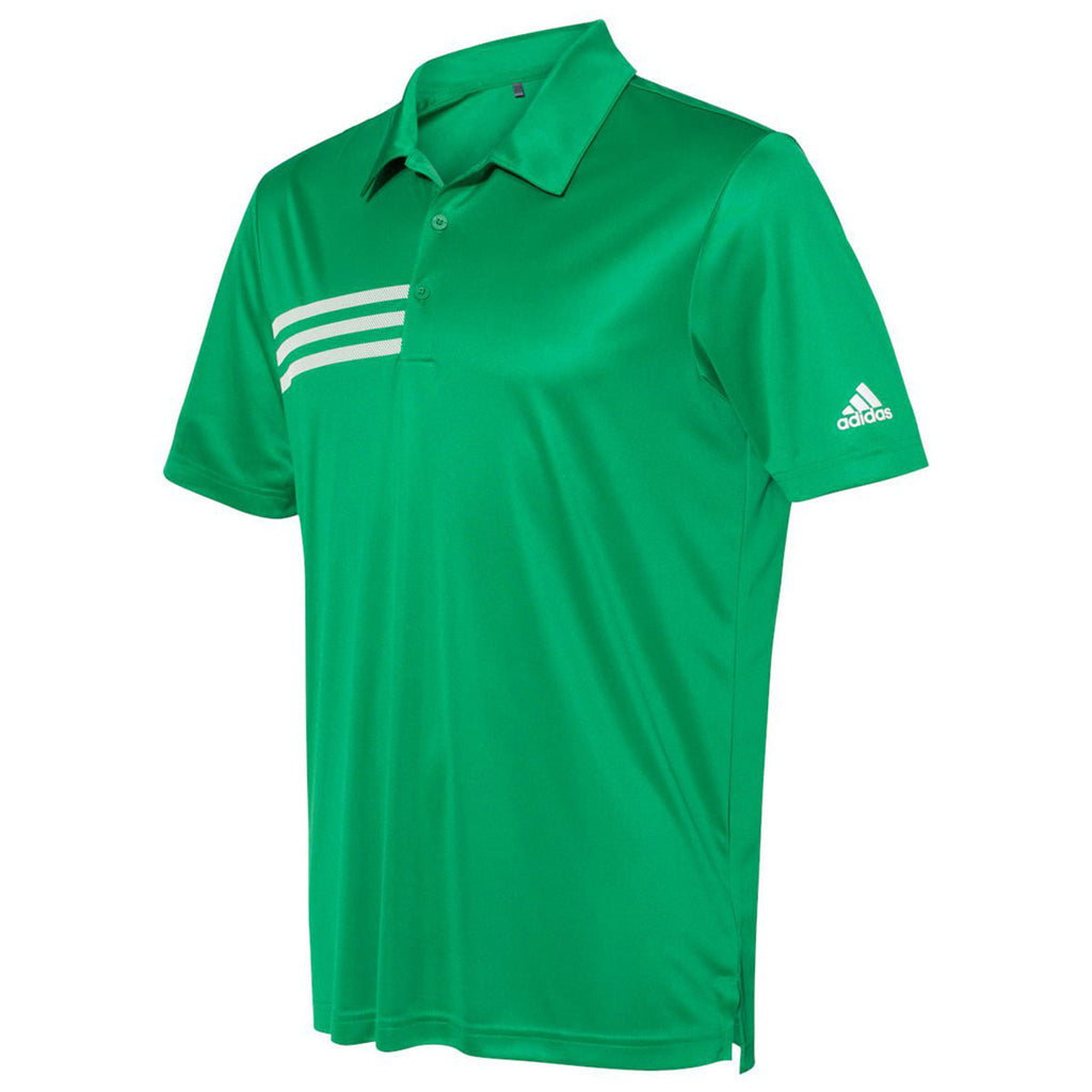 adidas Men's Team Green/White 3 Stripe Chest Polo