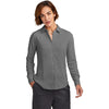 Brooks Brothers Women's Shadow Grey Full-Button Satin Blouse