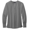 Brooks Brothers Women's Shadow Grey Open Neck Satin Blouse
