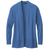 Brooks Brothers Women's Charter Blue Heather Cotton Stretch Long Cardigan Sweater
