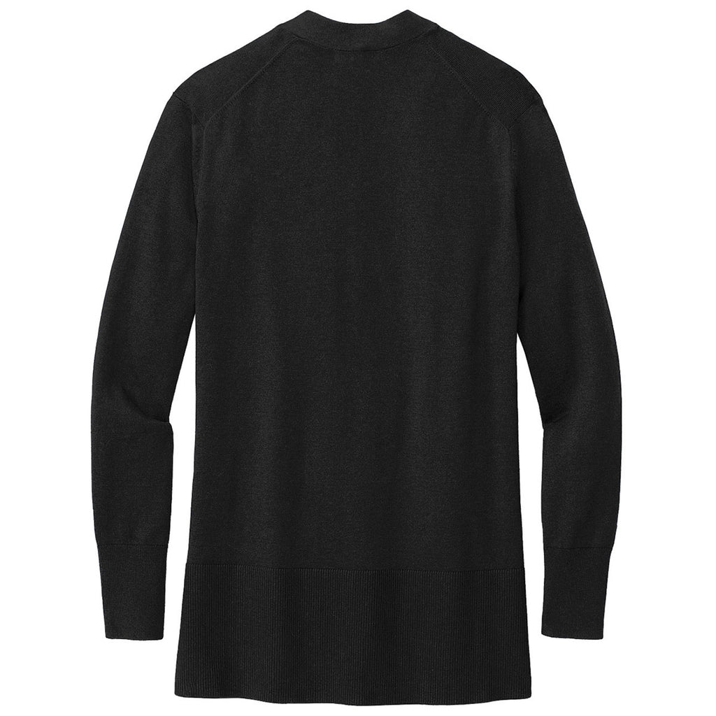 Brooks Brothers Women's Deep Black Cotton Stretch Long Cardigan Sweater