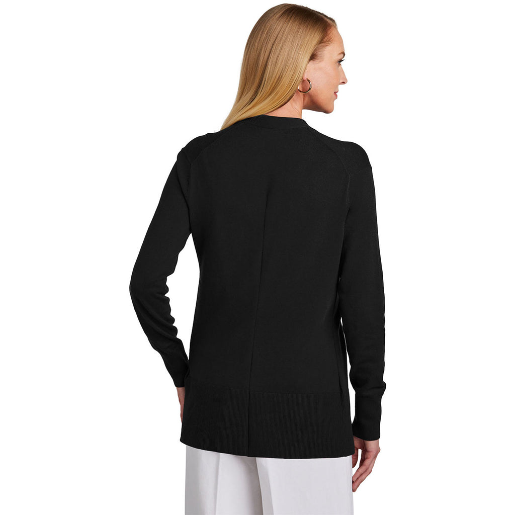 Brooks Brothers Women's Deep Black Cotton Stretch Long Cardigan Sweater